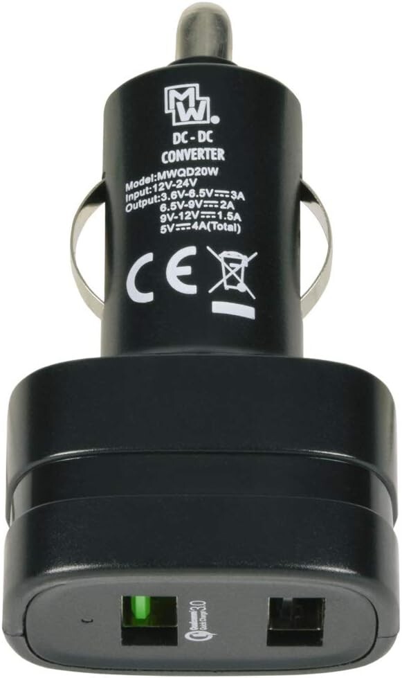 Mercury | Quick-Charge 3.0 Twin Port USB Car Charger 20W