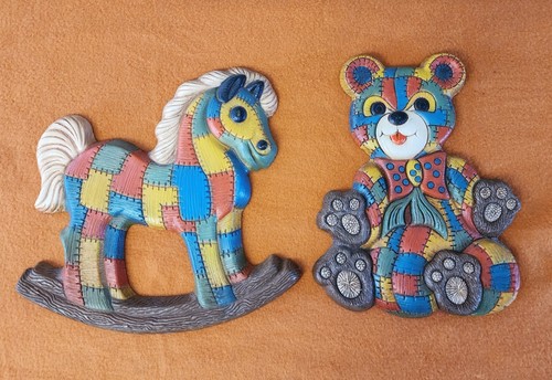 Vintage Rocking Horse & Teddy Bear Wall Plaques - Picture 2 of 10