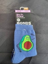 Bonds Stay On Crew boys socks Avocado 2 Pack Bnwt Sz 1-2 Free Post Acc385acc419
