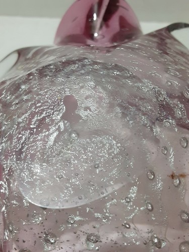 Vintage Amethyst Silver Flake Pulled Folded Bullicante Controlled Bubbles Dish - Picture 10 of 12