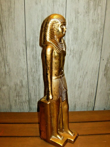 Large 16" Chalkware Egyptian Mummy Pharoah Statue - Picture 5 of 9