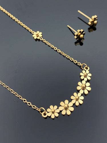 3pcs/set Sunflower Necklace, Earrings, Dandelion Clavicle Chain Jewelry Set - Picture 3 of 7