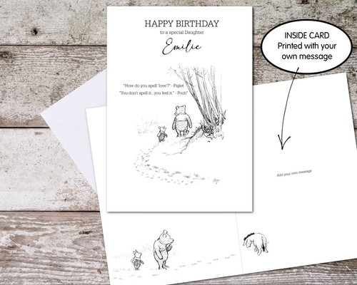 Winnie the Pooh & Piglet Personalised Glossy Birthday Card - Choose Size - Picture 3 of 4