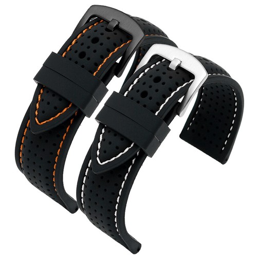 Universal Silicone Watch Band Strap Waterproof Rubber Men's Black 19-24MM Hoop - Picture 5 of 34