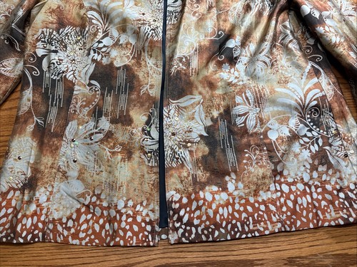 Chico's Floral Brown Knit Silk Blend Sequin Splash Jacket NWT Size 3 (XL 16) - Picture 4 of 12