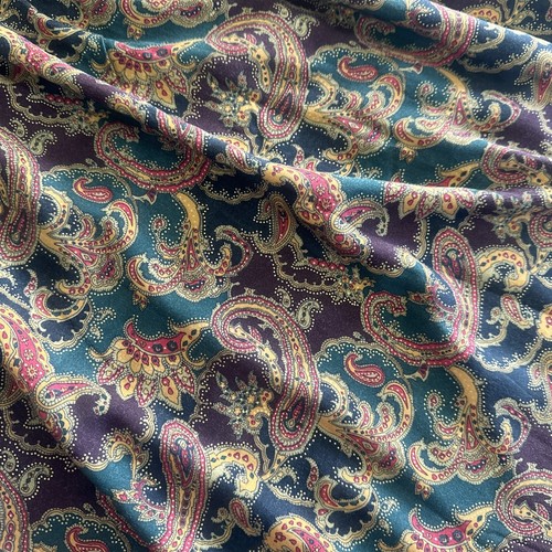Vtg Plaza South Button Dress Black Velvet Trim Paisley Boho Women's Petite 10 - Picture 19 of 19