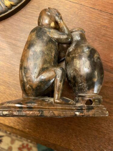 Antike Steinschnitzerei Affe und Gefäß Räuchergefäß Statue - Bild 2 von 11