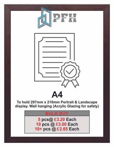 Certificate Frames Photo Frame Picture Frames Wood Acrylic Glass Many Colours - Picture 5 of 9