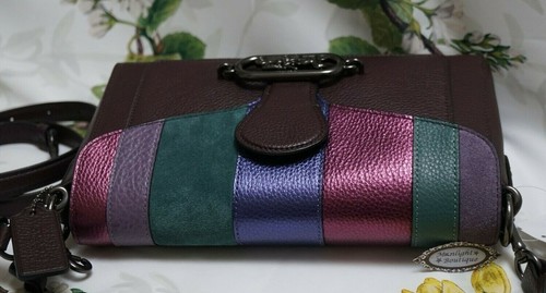 NWT COACH JADE Material Piecing Flap Shoulder X-body Bag OXBLOOD MULTI Leather - Picture 9 of 12