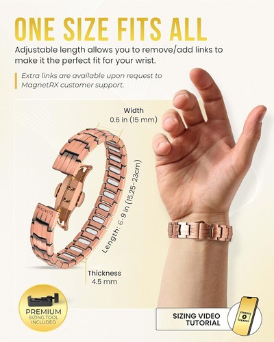 MagnetRX® EllipseMAX 5X Strength 5,000 Gauss Magnets — Copper Bracelet for Men - Picture 5 of 7