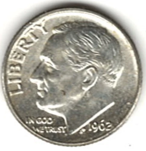 1962 D  ROOSEVELT DIME in BRILLIANT UNCIRCULATED CONDITION stk RD 5