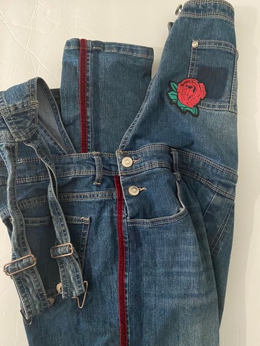 Girls Wonder Nations Jean Overall Too Cute Red Velvet Side Strip. Too Cute Sz 18 - Picture 3 of 8