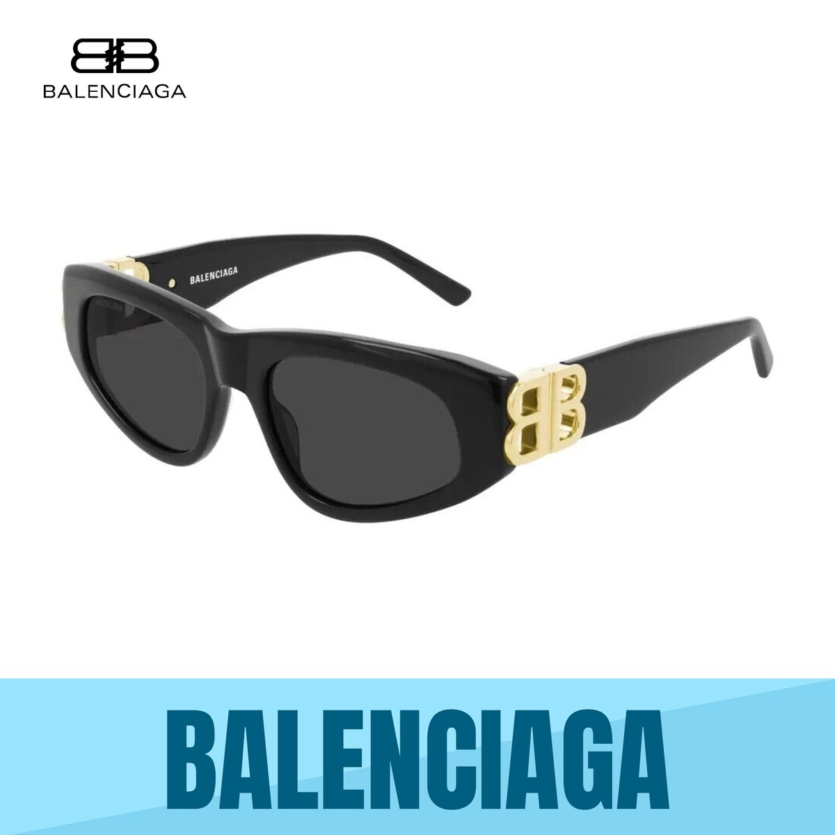 BALENCIAGA BB0095S 001 BLACK GOLD - GREY LENS WOMEN