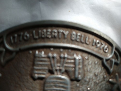 Vintage Liberty Bell Belt Buckle 1980's Oval Brass Stainless Steel Western Rare - Picture 3 of 4