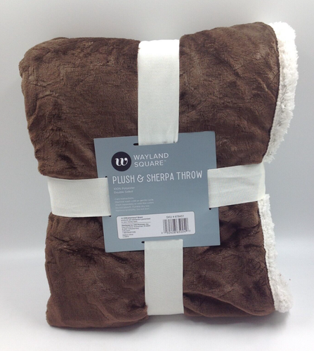 Wayland Square Plush Sherpa Throw Blanket Brown White Christmas Holiday Gift - Bild 2 von 3
