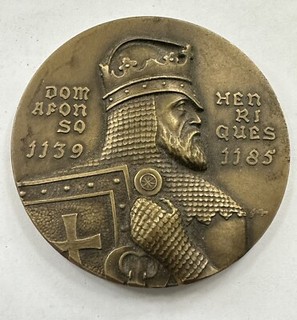 BRONZE MEDAL OF KING D. AFONSO HENRIQUES SIGNED 1139 1185 ANTIQUE