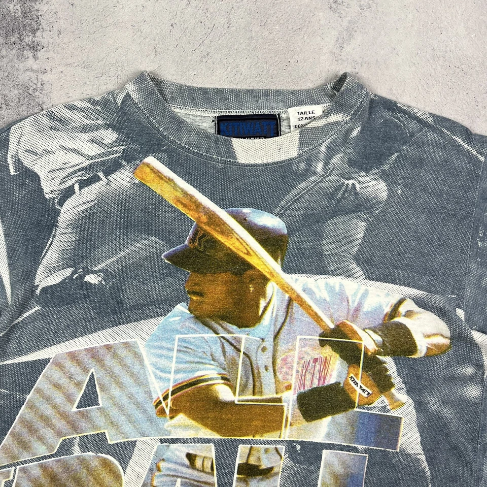 Vintage MLB All Over Print Short Sleeve Kids T Shirt Blue 12 Years 00’s Rare - Image 3 of 4