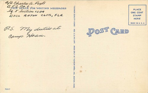 Postal de humor militar de la Segunda Guerra Mundial ¿calza de caballo? Thought You Said Shot. Camp Hoan Note - Imagen 2 de 2