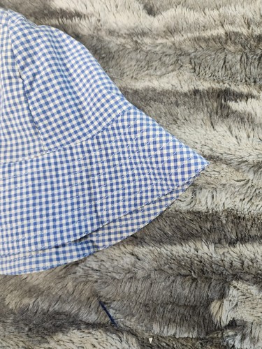 Ralph Lauren Label Blue Check Bucket Hat Kids Size S/M Cotton Blend Reworked  - Picture 2 of 11