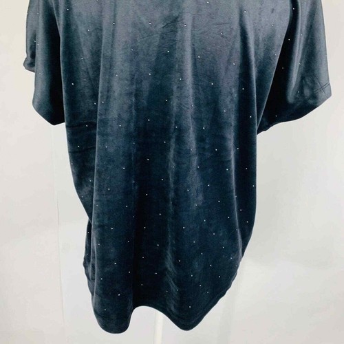 Neu Loft Damen Medium Stretch V-Ausschnitt Nieten Samt kurzärmelig schwarz neu mit Etikett - Bild 10 von 10
