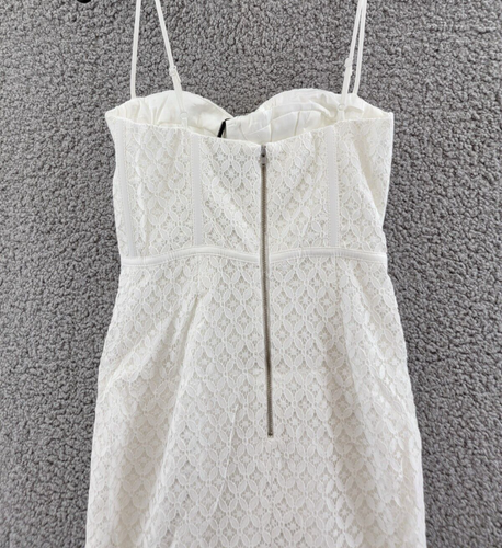 Bardot Charley Lace Bustier Midi Dress Women's 2 Orchid White Sweetheart Zip Up - Picture 11 of 13