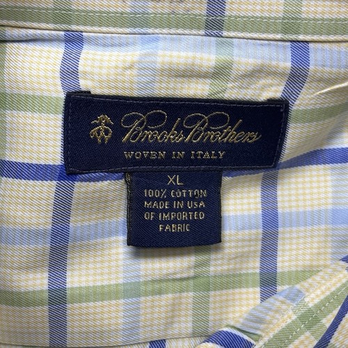 Brooks Brothers Woven in Italy Herren X Large gelb blau Baumwolle Anzughemd - Bild 2 von 9