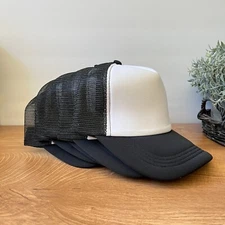 LOT OF 5 White Black Trucker Hat Foam Mesh Baseball Cap Snapback Blank Sport Cap