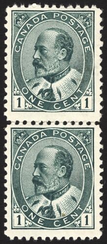 Kanada #89 1c Zielona 1903-08 Edward VII VF *MNH* Rzadka Vert Pair Fresh CV 490 USD+ - Zdjęcie 1 z 3