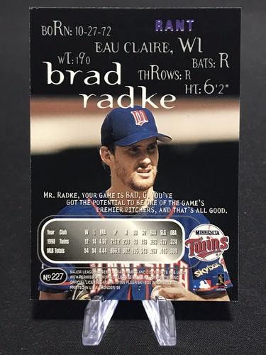 1999 Skybox Thunder Rant Brad Radke #227 - Twins - Picture 2 of 2