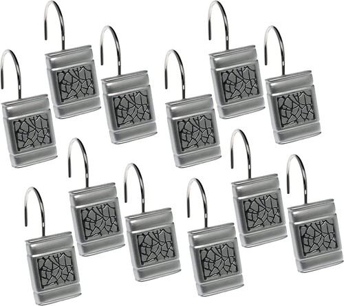 Luxurious 13pc Sinatra Silver Shower Curtain Set - Modern Bathroom Elegance - Picture 6 of 10