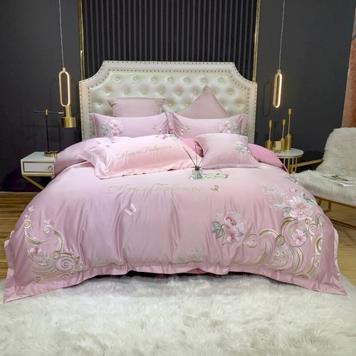 Bedding set 4pcs Luxury silk cotton embroidery Duvet cover Flat sheet Pillowcase - Picture 13 of 18
