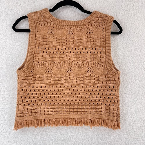 House of Harlow 1960 Orange Crochet Knit Tank Top Womens Cropped Size Large - Picture 10 of 11