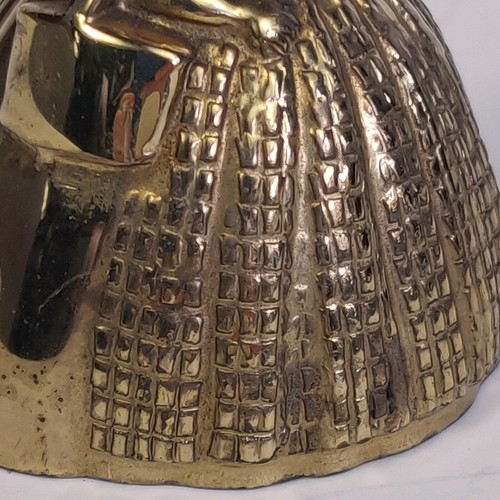 Vintage Victorian Solid Brass Hand Bell Girl Lady Long Formal Dress Hat & Purse - Picture 12 of 12