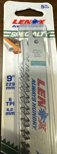 Lenox 121029W6R 6 TPI Wood/Plastic Cutting Bi-Metal Reciprocating Saw Blade 9in. - Picture 2 of 6
