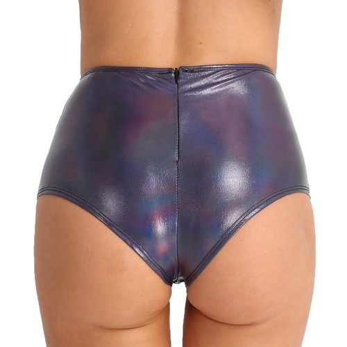 UK Womens Booty Shorts Shiny Metallic Hot Pants Boxer Shorts Rave Party Clubwear - Picture 36 of 68