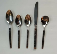 Gorham Stainless flatware set of 4 spoons and 1 knife Hacienda pattern  lot 