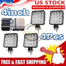4Pcs Square LED Work Light Pods SPOT Lights For Truck Off Road Tractor 12V 4''