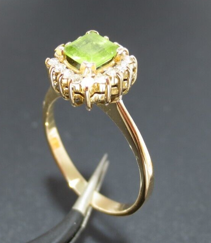 14K YG LADIES PERIDOT & DIAMOND CLUSTER RING SZ 7 2.83 grams (G131052-1) - Picture 8 of 8