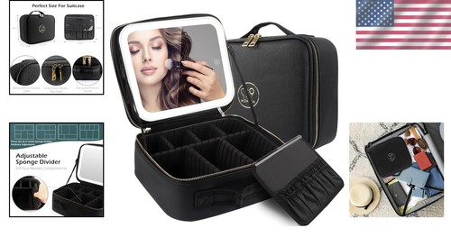 Makeup Organizer with Lighted Mirror for Effortless Beauty On-the-Go - Picture 2 of 9