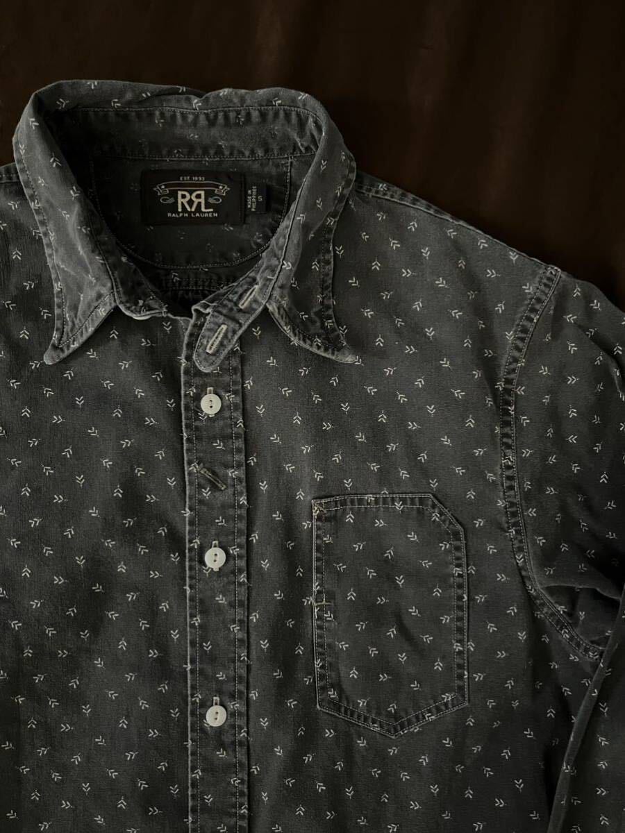 美品】RRL BLACK INDIGO WORK SHIRT チンストラップ 美品】RRL BLACK INDIGO WORK SHIRT チンストラップ