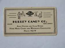 Salem New Jersey NJ Hurley Candy Company Whitman Chocolates Blotter
