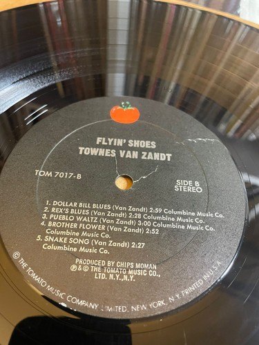 TOWNES VAN ZANDT - FLYIN' SHOES 1st U.S. Press Tomato 1978 LP VG+/VG+ - Picture 5 of 7