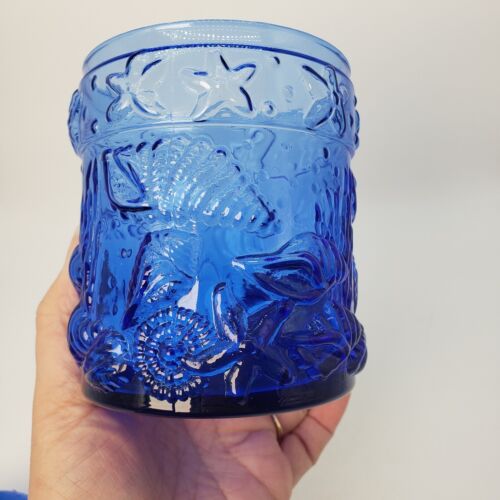 Vintage Cobalt Blue Art Glass Nautical 3-D Seashell Apothecary 2pc Lidded Jar - 第 4/8 張圖片