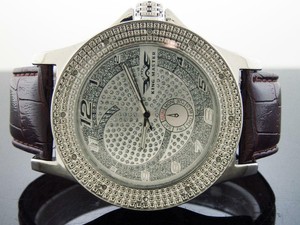 King-Master-12-Diamonds-Watch-with-Silver-face-brown-band