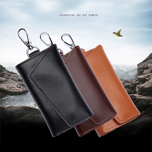 Unisex Cuero Genuino Porta Llaveros Estuche Cartera Llavero Bolsa Coche Llavero - Imagen 8 de 25