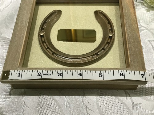 REAL HORSESHOE in NATURAL WAXED WOOD BOX FRAME & Personalised Engraved Plaque - Picture 8 of 9