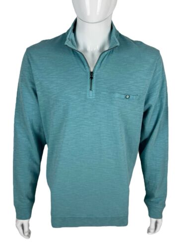 Johnnie-O Herren Large Sweater Pullover blau strukturiert Stretch 1/4 Reißverschluss Golf gebraucht, in einwandfreiem Zustand - Bild 2 von 10