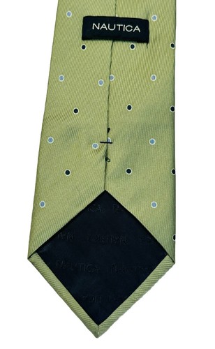Nautica Men's Tie 100% Silk Woven Necktie Green Blue Dots - Picture 6 of 7