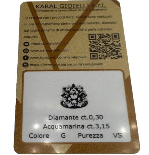 Anillo Karal Vintage Oro Blanco Macizo 18K Diamantes 0,30ct Aguamarina 3,15ct - Imagen 10 de 16