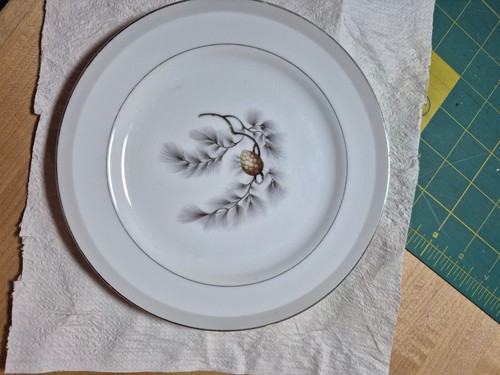 Kent China Silver Pine 7-9/16” Bread or salead Plate Set of 5 some wear marks - Picture 15 of 21